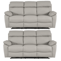 Dandrea Light Grey Genuine Leather Recliner 3+3 Sofa Set