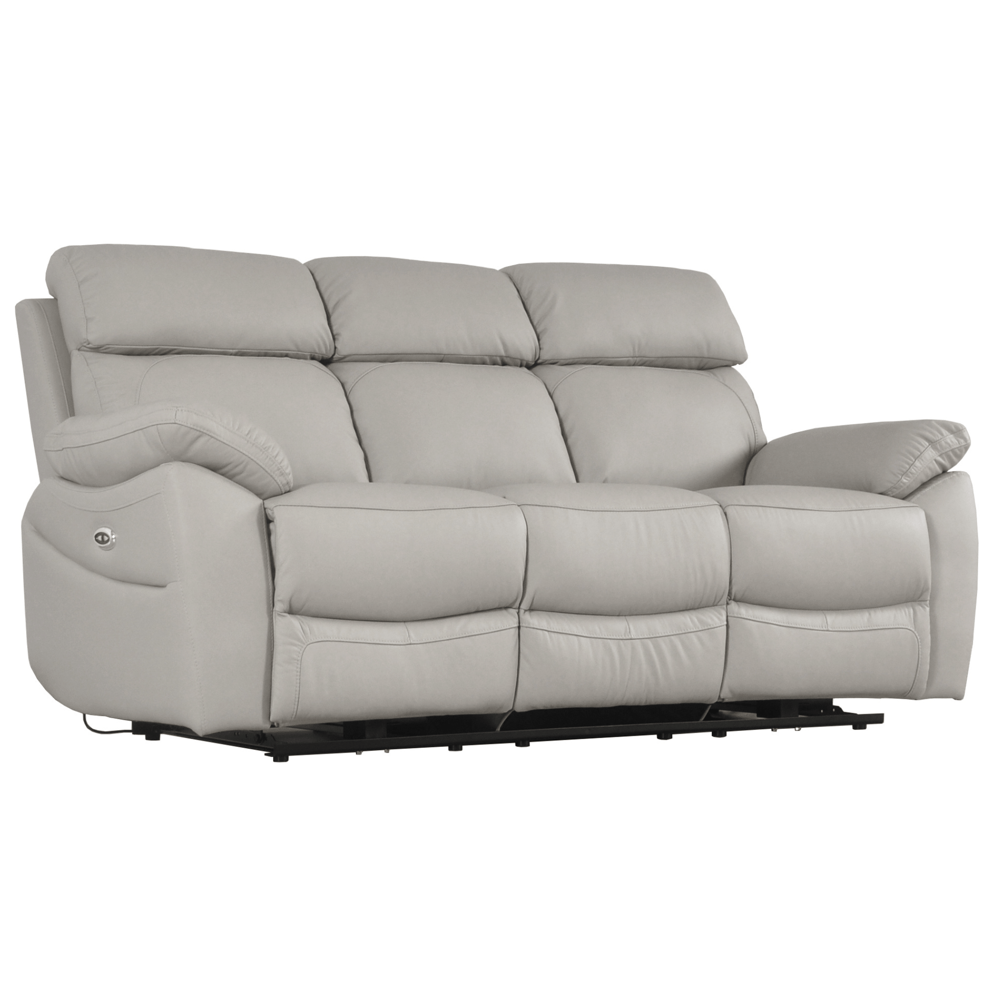 Gray reclining sofa on a white background