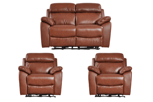 Dandrea Genuine Leather Tan  Electric Power Recliner 2+1+1 Seater Sofa Set