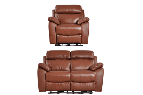 Dandrea Genuine Leather Tan  Electric Power Recliner 2+1 Seater Sofa Set