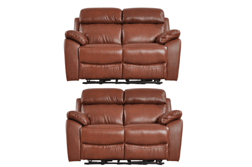 Dandrea Genuine Leather Tan  Electric Power Recliner 2+2 Seater Sofa Set