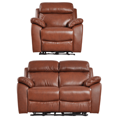 Dandrea Genuine Leather Tan  Electric Power Recliner 2+1 Seater Sofa Set