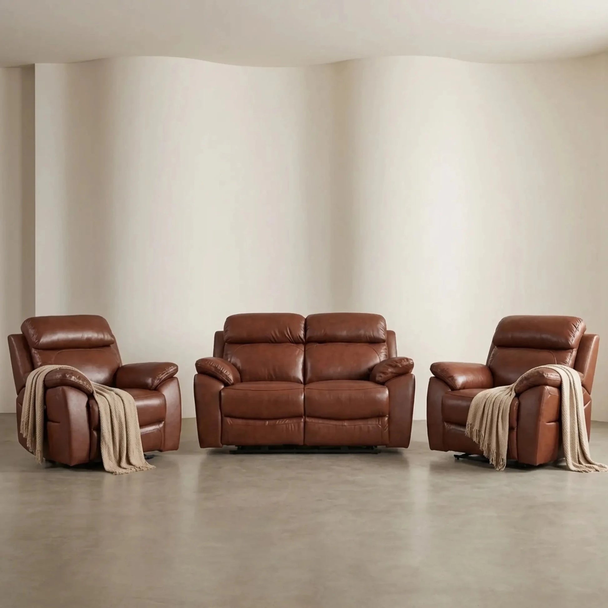 dandrea-genuine-leather-tan-electric-recliner-sofa-set