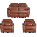 Dandrea Genuine Leather Tan Electric Recliner 2+1+1 Seater Sofa Set