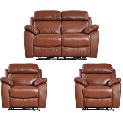 Dandrea Genuine Leather Tan  Electric Power Recliner 2+1+1 Seater Sofa Set