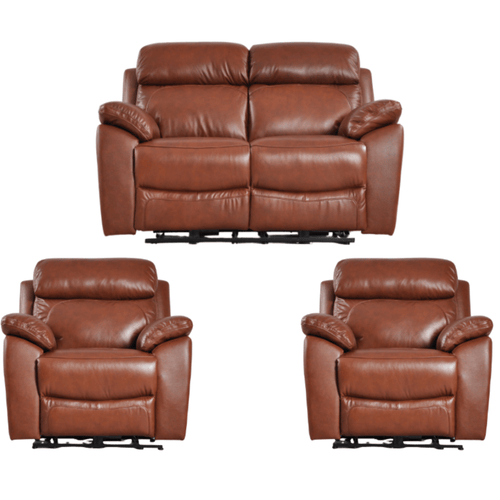 Dandrea Genuine Leather Tan  Electric Power Recliner 2+1+1 Seater Sofa Set