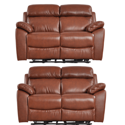 Dandrea Genuine Leather Tan  Electric Power Recliner 2+2 Seater Sofa Set