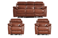 Dandrea Genuine Leather Tan Electric Power Recliner 3+1+1 Seater Sofa Set