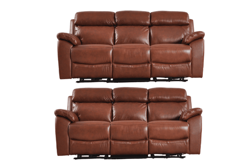 Dandrea Genuine Leather Tan Electric Power Recliner 3+3 Seater Sofa Set