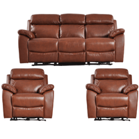 Dandrea Genuine Leather Tan Electric Power Recliner 3+1+1 Seater Sofa Set