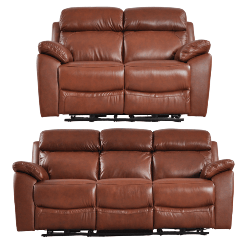 Brown leather recliner sofa on a white background