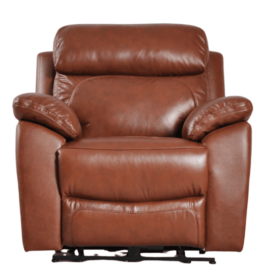 Brown leather recliner chair on a white background