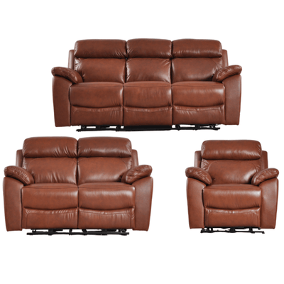 Dandrea Genuine Leather Tan Electric Power Recliner 3+2+1 Seater Sofa Set