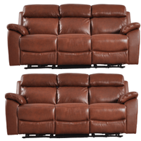 Dandrea Genuine Leather Tan Electric Power Recliner 3+3 Seater Sofa Set