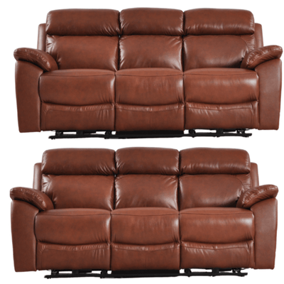 Dandrea Genuine Leather Tan Electric Power Recliner 3+3 Seater Sofa Set