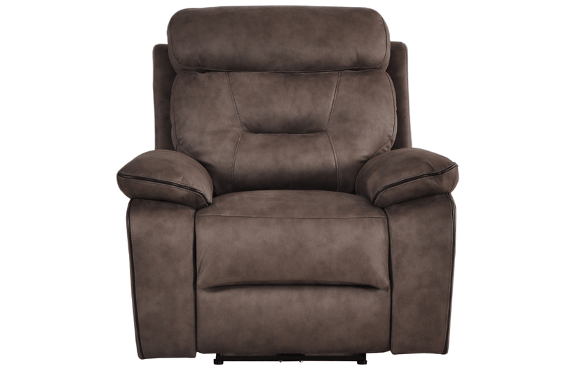 Foster Brown Fabric Electric Recliner 1 Seater Sofa Set - Furniture Instore