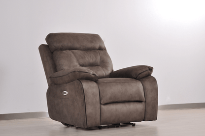Foster single electric recliner sofa in soft brown upholstery