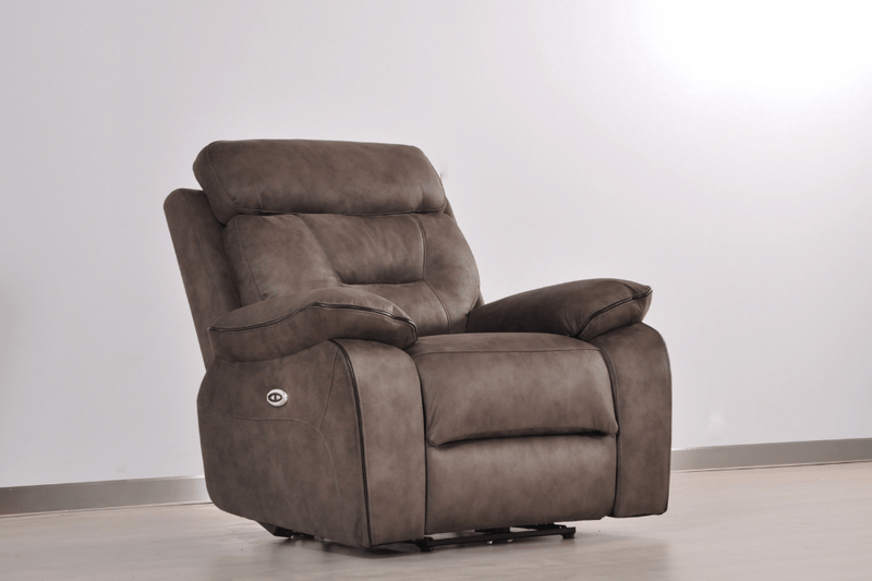 Foster single electric recliner sofa in soft brown upholstery