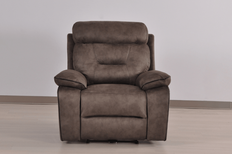 Foster Brown Fabric Electric Recliner 1 Seater Sofa Set - Furniture Instore