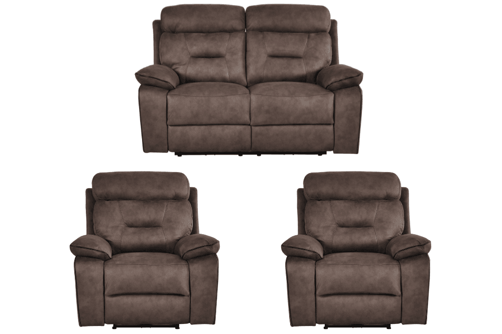 Foster Brown Fabric Electric Recliner 2+1+1 Seater  Sofa Set