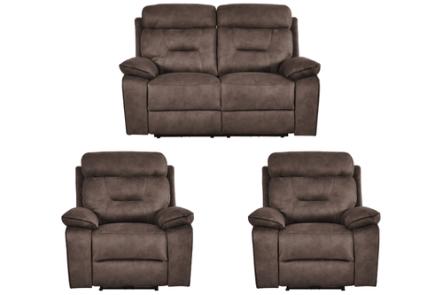 Foster Brown Fabric Electric Recliner 2+1+1 Seater  Sofa Set