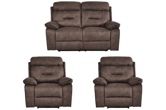 Foster Brown Fabric Electric Recliner 2+1+1 Seater  Sofa Set
