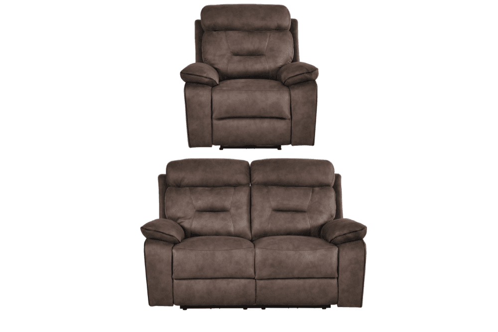 Foster Brown Fabric Electric Recliner 2+1 Seater  Sofa Set