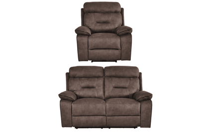 Foster Brown Fabric Electric Recliner 2+1 Seater  Sofa Set