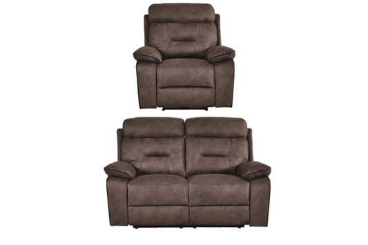 Foster Brown Fabric Electric Recliner 2+1 Seater  Sofa Set
