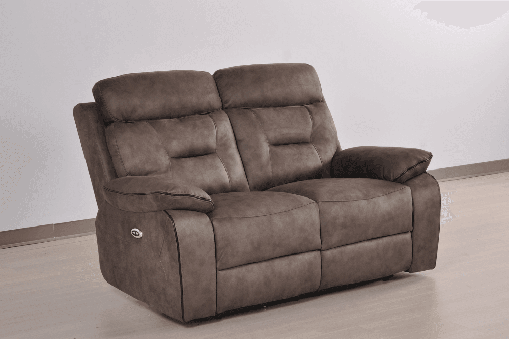 Foster Brown Fabric Electric Recliner 2+1 Seater  Sofa Set