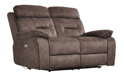 Foster Brown Fabric Electric Recliner 2+1 Seater  Sofa Set