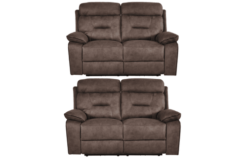 Foster Brown Fabric Electric Recliner 2+2 Seater Sofa Set