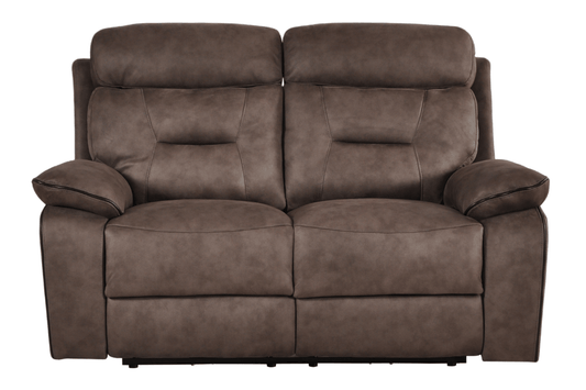 Foster Brown Fabric Electric Recliner 2 Seater Sofa Set - Furniture Instore