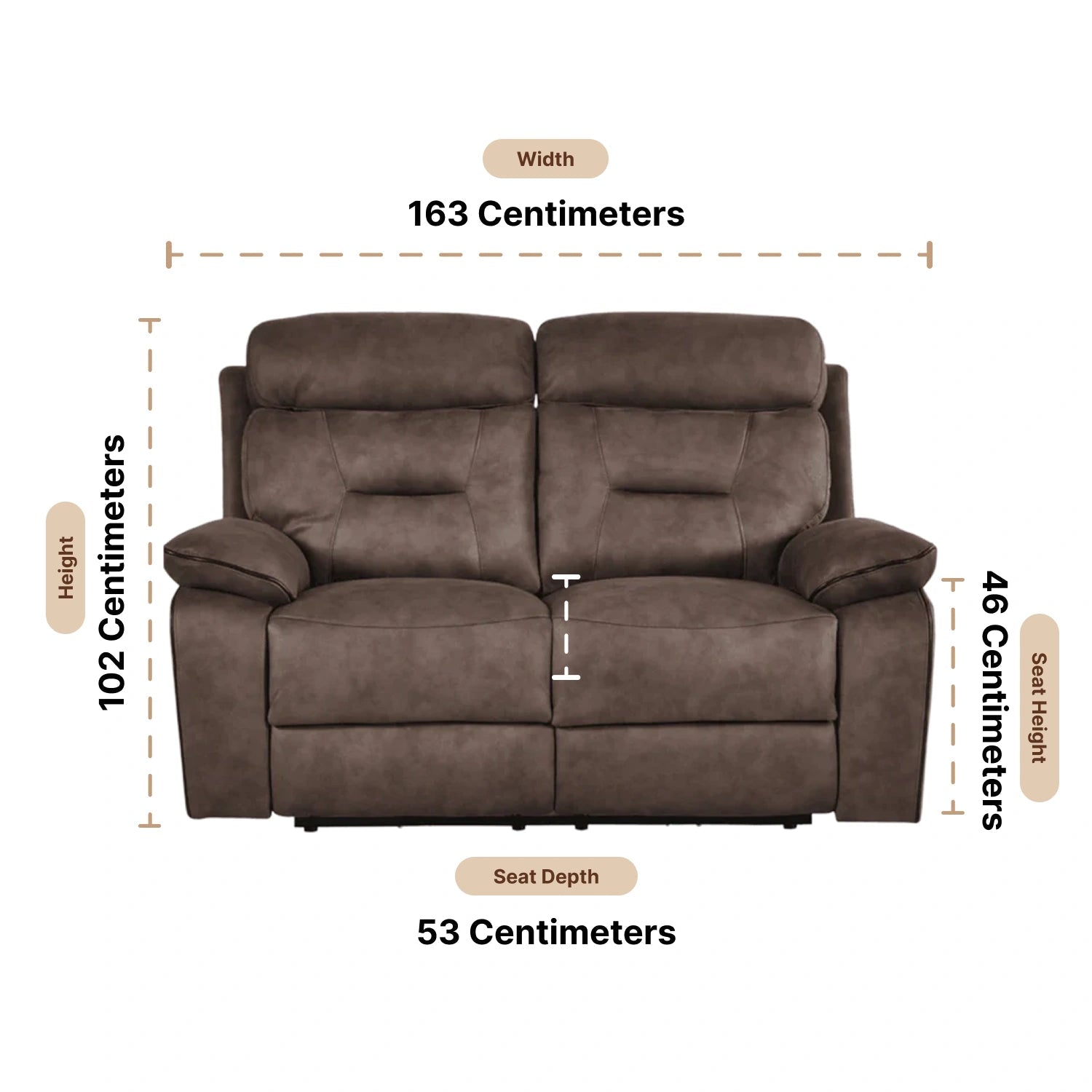 Foster Brown Fabric Electric Recliner 2 Seater - Furniture Instore