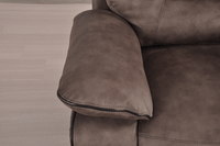 Foster 2 seater sofa in brown fabric with closeup focus on comfort features