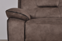 FurnitureInStore Foster model closeup of 2 seater electric recliner sofa in brown fabric