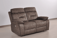 Foster Brown Fabric Electric Recliner 2 Seater - Furniture Instore
