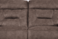 Close-up of padded cushions on the Foster Brown Fabric Recliner 2-Seater Sofa – FurnitureInStore