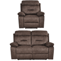 Foster Brown Fabric Electric Recliner 2+1 Seater Sofa Set