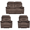 Foster Brown Fabric Electric Recliner 2+1+1 Seater Sofa Set