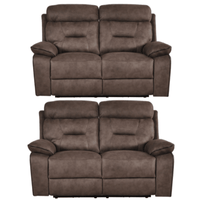 Foster Brown Fabric Electric Recliner 2+2 Seater Sofa Set