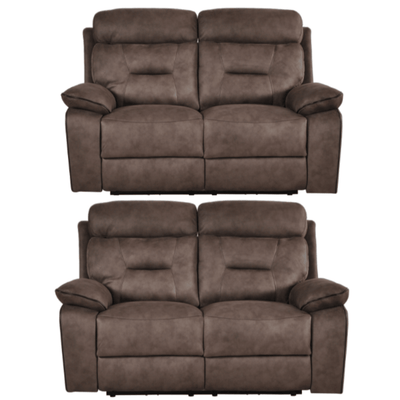 Foster Brown Fabric Electric Recliner 2+2 Seater Sofa Set