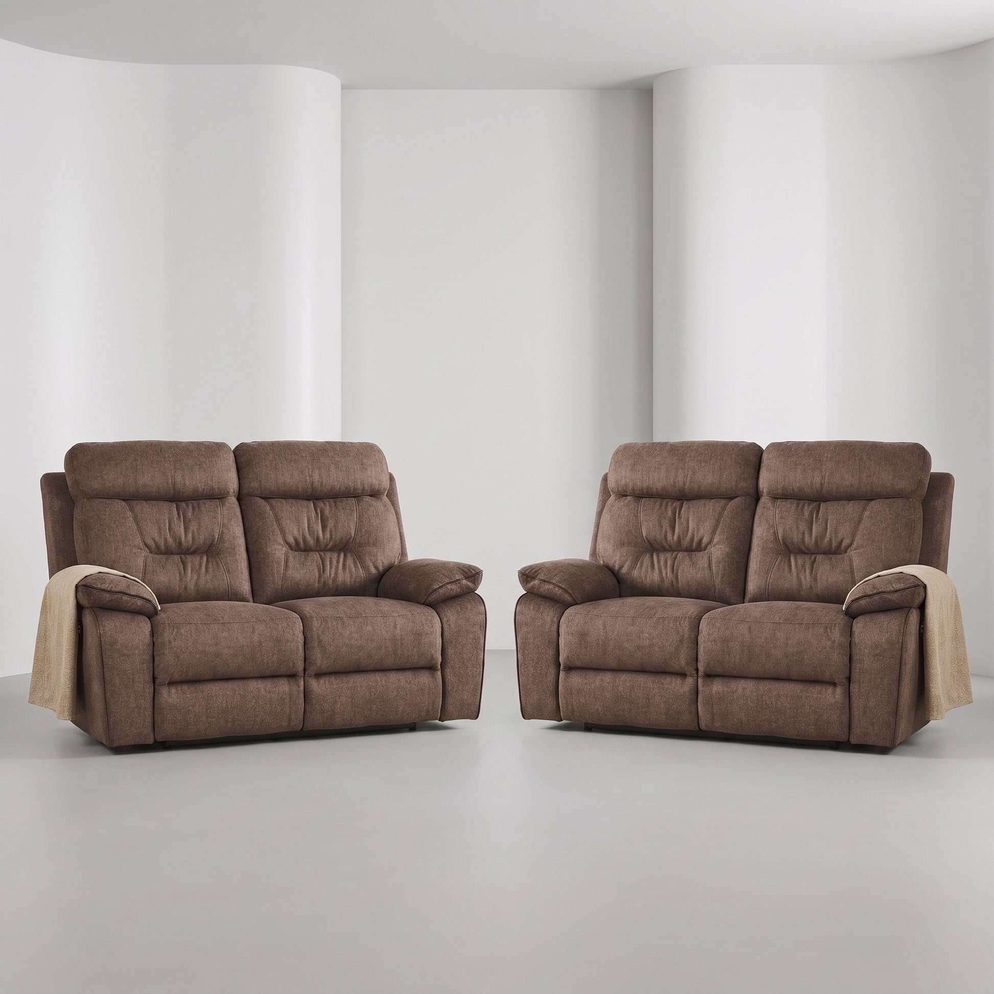 Foster Brown Fabric Electric Recliner 2+2 Seater Sofa Set - Furniture Instore