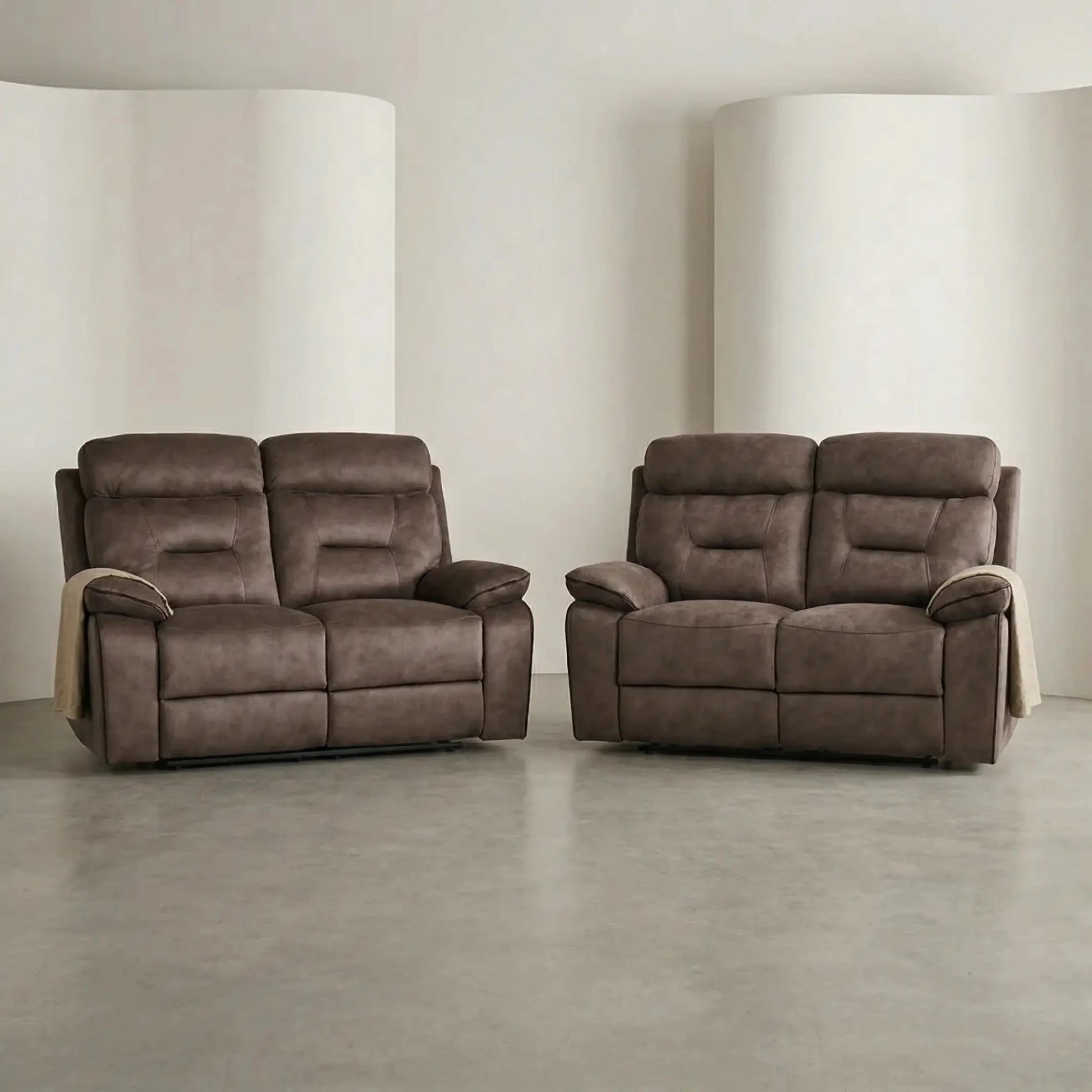Foster Brown Fabric Electric Recliner 2+2 Seater Sofa Set - Furniture Instore