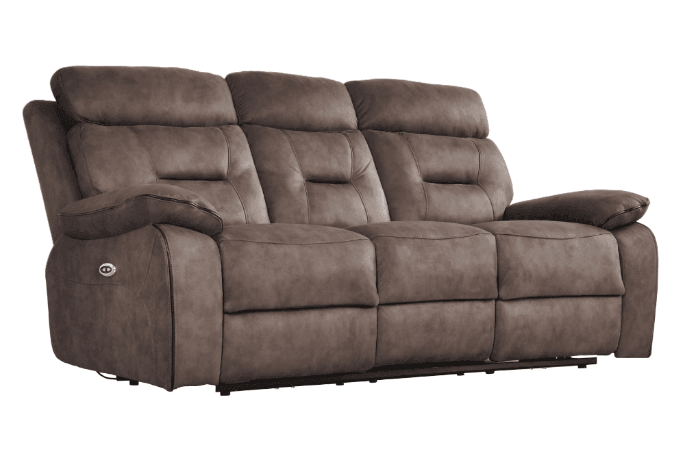 Foster Brown Fabric Electric Recliner 3+1+1 Seater Sofa Set