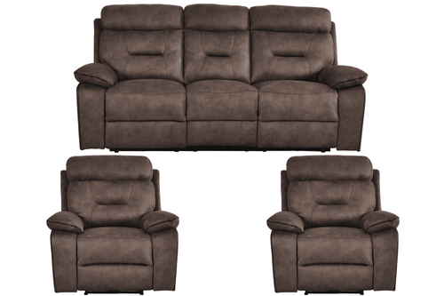 Foster Brown Fabric Electric Recliner 3+1+1 Seater Sofa Set
