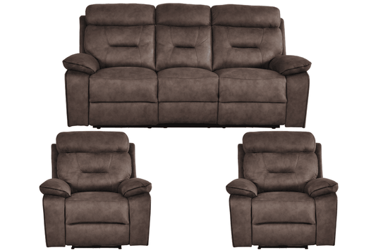 Foster Brown Fabric Electric Recliner 3+1+1 Seater Sofa Set