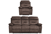 Foster Brown Fabric Electric Recliner 3+1 Seater Sofa Set