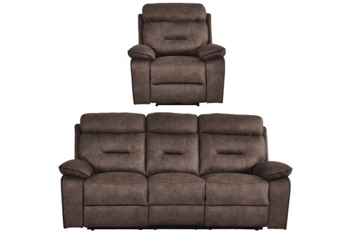 Foster Brown Fabric Electric Recliner 3+1 Seater Sofa Set