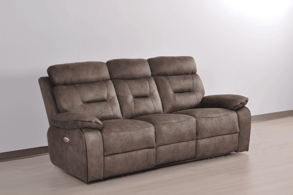 Foster Brown Fabric Electric Recliner 3+1 Seater Sofa Set